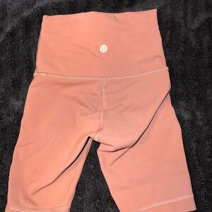 Lululemon Athletica Dusty Rose Pink Bike Shorts with High-Rise Waistband 0